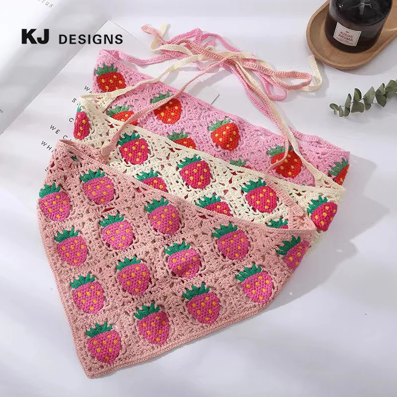 Hand Crochet Daisy Bandana - Floral Fruit Hair Scarf for Women, Boho Hair Band Summer Accessories
