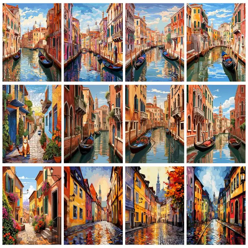 

PhotoCustom Landscape Painting By Numbers For Adults Kits Handmade Picture On Numbers Painting For Diy Gift