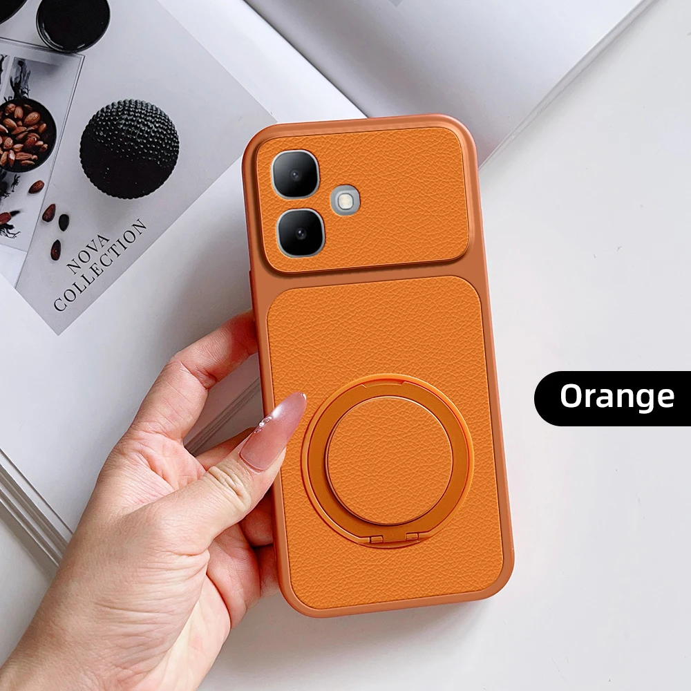 New Fashion Multi‑Angle Rotatable Kickstand Phone Case For Infinix Smart 20 Smart10 PU Leather Texture Shockproof Cover Smart20