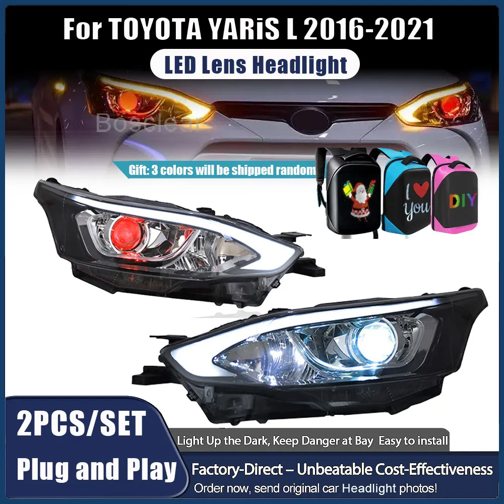 

Комплект из 2 фар для TOYOTA YARiS L, 2016-2021 гг., светодиодные дневные ходовые огни, поворотники, линзы «Злой глаз», ксенон