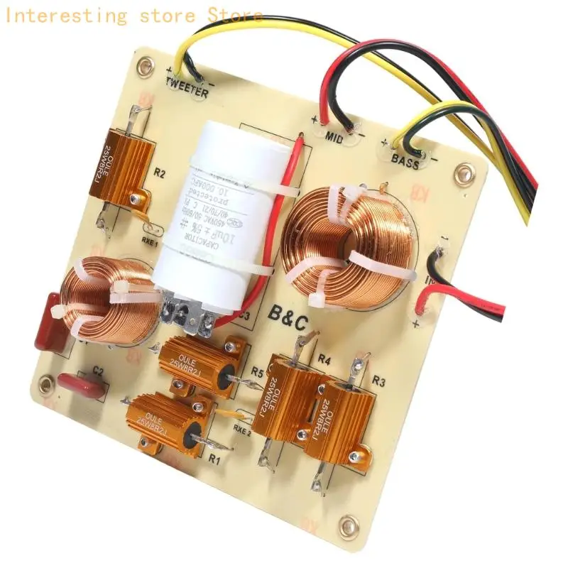 DIY-Lautsprecher-Trennplatine, 3-Wege-Passiv-Splitter mit sichtbarer Wicklung und Lastteil-Layout – Detail 7