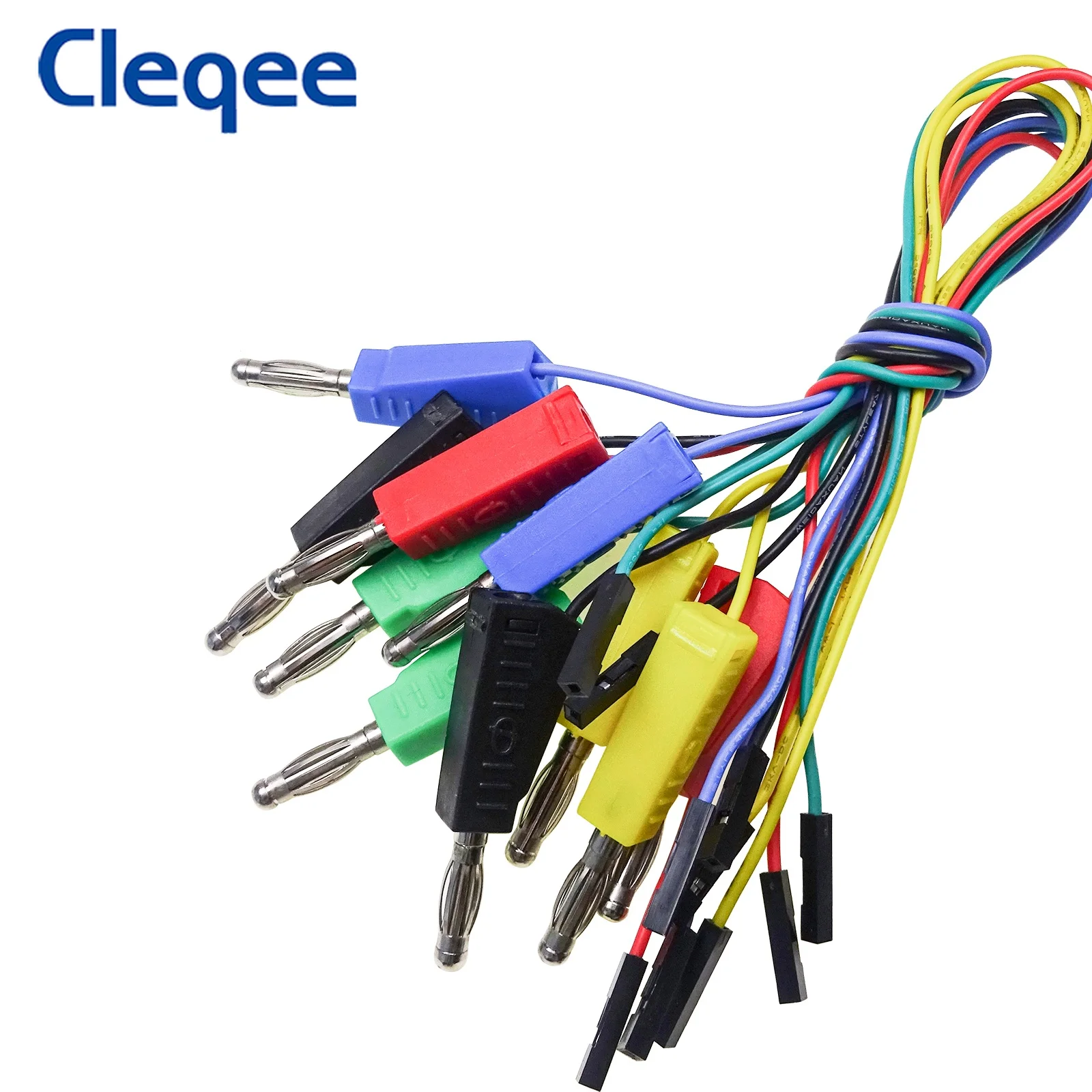 Cleqee P1530 10PCS Dupont Female Head Jumper Wire To 4mm Stackable Banana Plug for Breadboard PCB DIY Kit