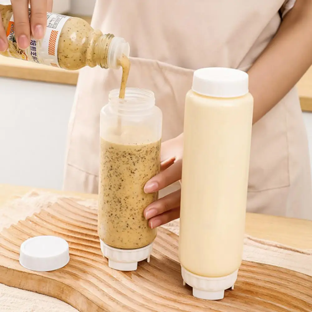 Condiment Dispenser Clear Squeeze Sauce Bottle Reusable Condiment Container Double Head Kitchen Tool for Liquids Sauces