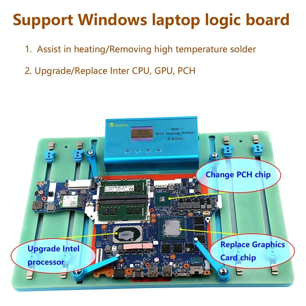 SoFix S-BGN2 Mini BGA Heating Station Motherboard Preheating Soldering Platform for IPad MacBook Logic Boards CPU Chip Repair