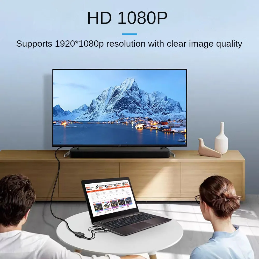 Cavo convertitore Full HD 1080P da VGA a HDMI con uscita Audio da 3.5mm adattatore compatibile HDMI per PC laptop a proiettore HDTV