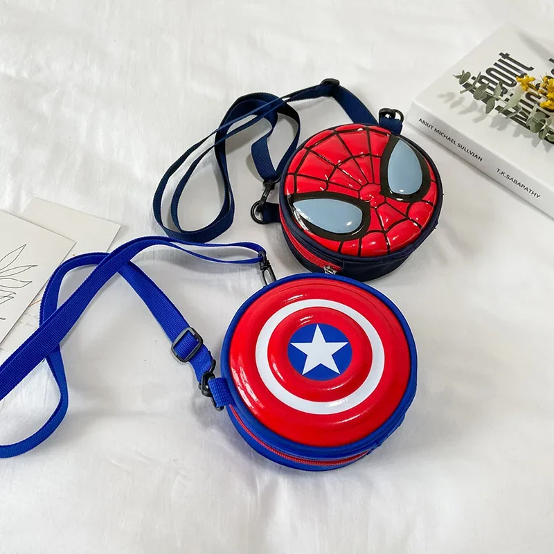 Spider-man Captain America borsa a tracolla per ragazzi borse a tracolla per cartoni animati borse per bambini borsa a tracolla rotonda di moda