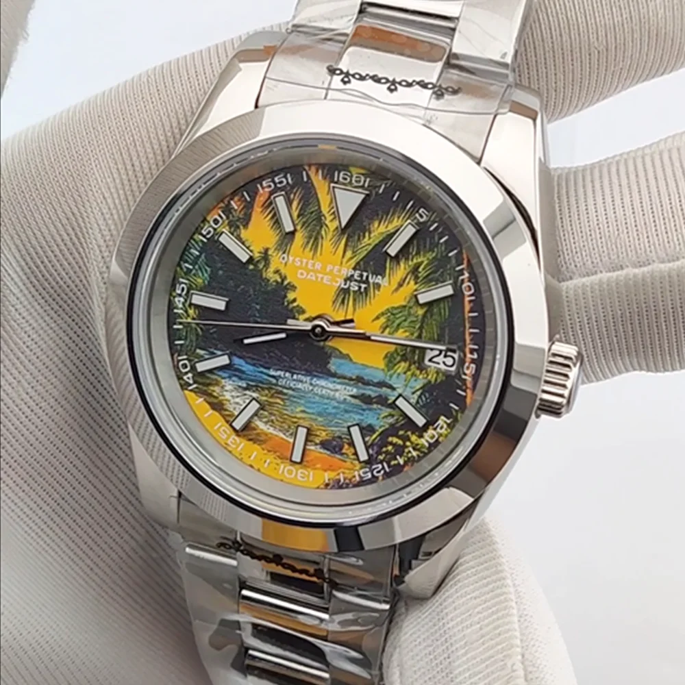 39MM watch NH35 automatic movement mechanical watch 904L stainless steel sapphire glass waterproof watch dial customized watch