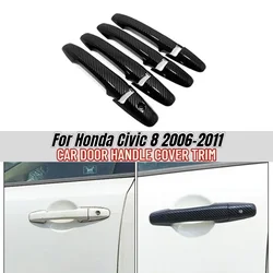 For Honda Civic 8 2006 2007 2008 2009 2010 Chrome Car Door Handle Cover Trim Carbon Fiber Car-Styling Exterior Parts Accessories