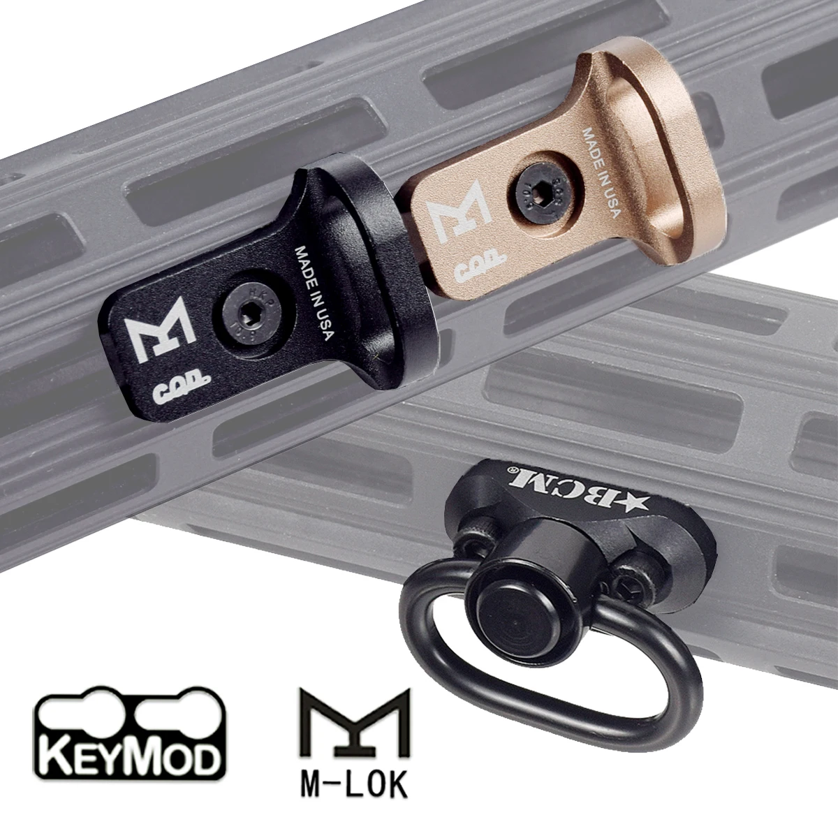 Adaptador de montaje de perno táctico de Metal BCM QD, compatible con M-LOK Keymod, Base de montaje, hebilla de correa giratoria, accesorios de botón de liberación rápida