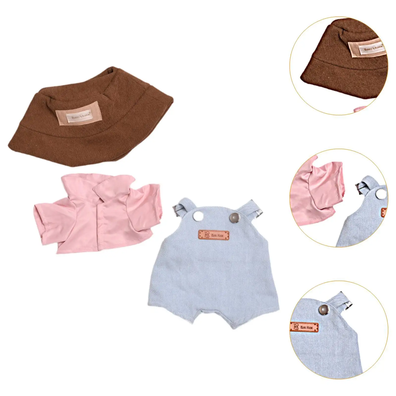 3 Pieces Plush Doll Shirt Pants and Hat for Kids Costumes for 38cm/14.96inch