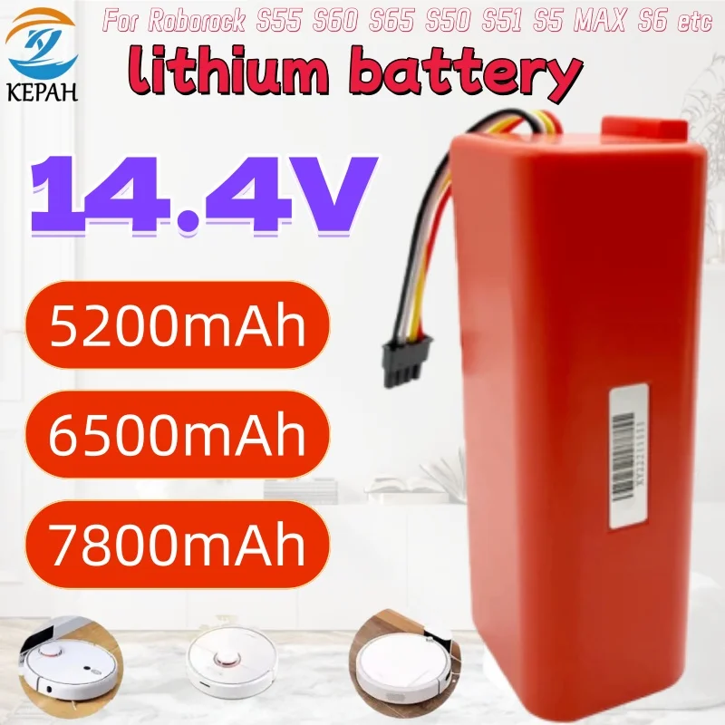 

14.4V Li-ion Battery 2P4S Robotic Vacuum Cleaner Replacement Battery for Xiaomi Robot Roborock S50 S51 S55 S65 Accessory Spare