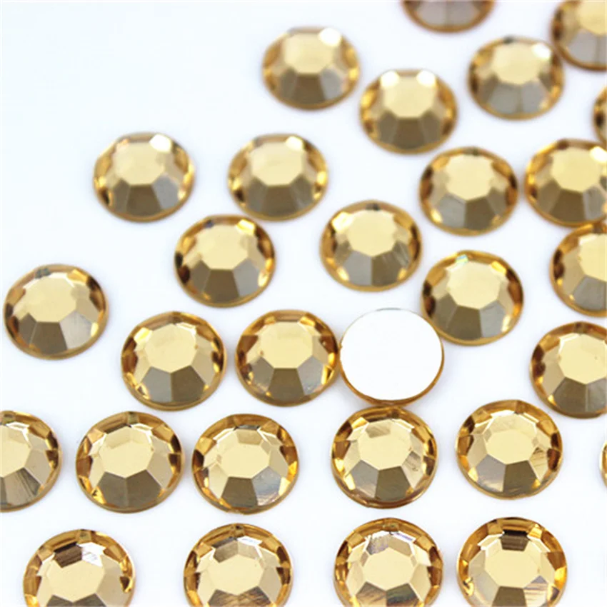 Micui 100pcs 10mm Round Acrylic Rhinestones Crystal Stones Flat Back beads No Hole For Clothes Headdress Crafts Decorations MC70