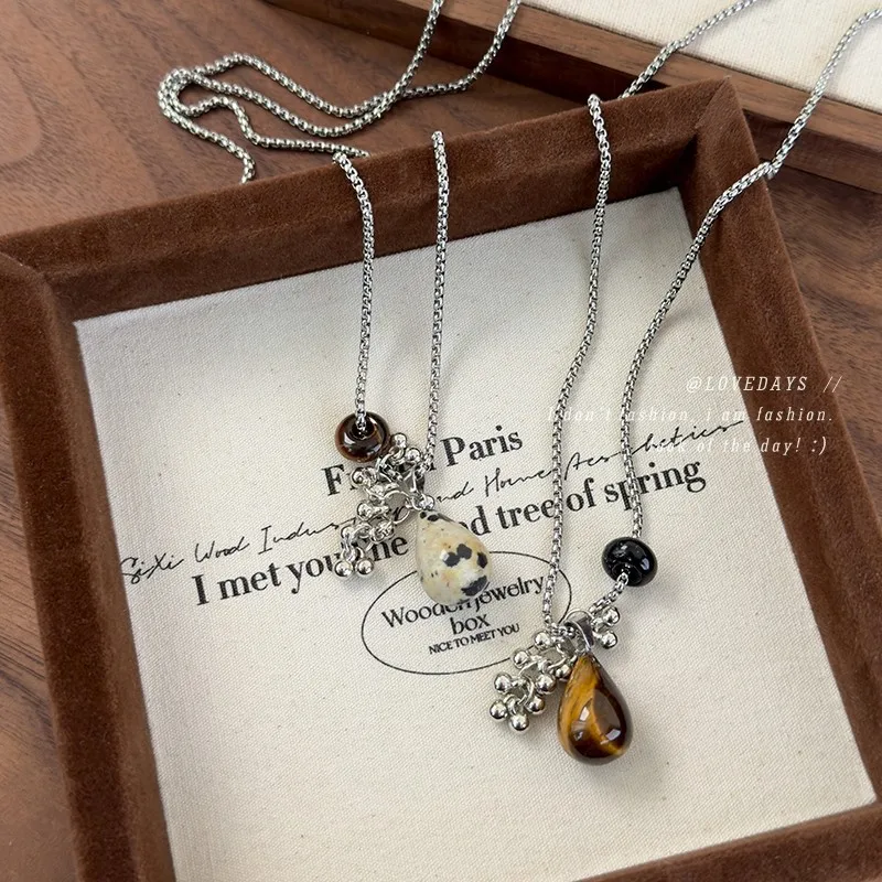 Necklace Tiger Eye Grape Pendant Adjustable Long Sweater Chain Premium Quality Unique Design for Women Daily Elegant