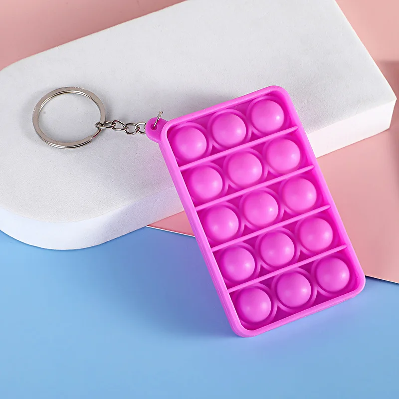 ミニプッシュポップ減圧おもちゃシリコーンレインボーキーホルダーストレスリリーフおもちゃ抗ストレスコントローラ知育玩具