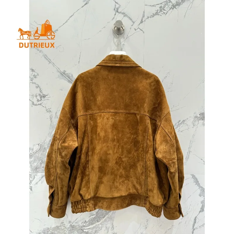 Winter Motorcycle Jacket Lapel Mid-length Unisex Style Deerskin Craftsmanship, 100% Genuine Sheepskin Temperament Fashion Coat