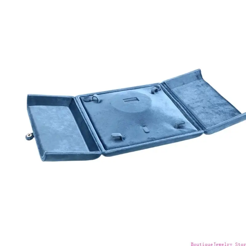 E1PE Elegant Travel Jewelry Box with Velvets Lining Compact Portable Organizers
