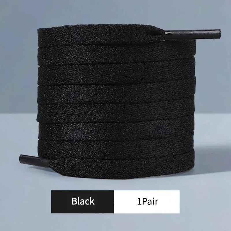 New 6mm wide flat casual laces sneakers micro elastic laces length 90/120/140/160cm shoes accessories 1 pair black white