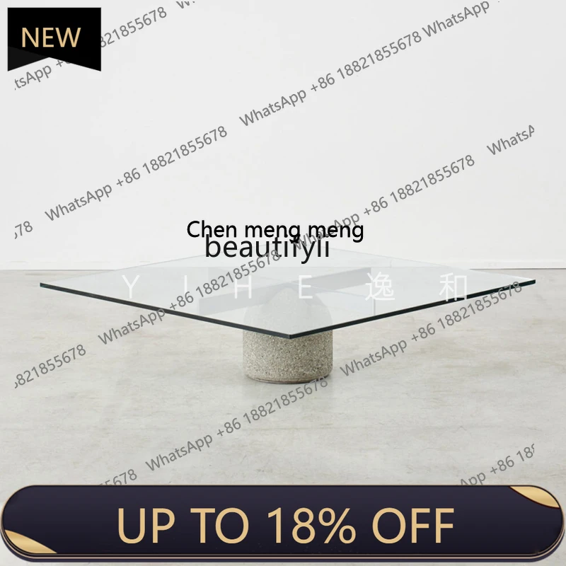 

P178 Nordic Minimalist Glass Coffee Table for Home Use Transparent Tempered Glass Square Low Table