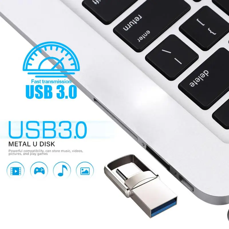 Lenovo 2TB USB Flash Drive Type-C Metal Pendrive Usb 3.1 Flash Disk 512GB Pen Drive 1TB Memory Stick Memoria USB Stick For PC