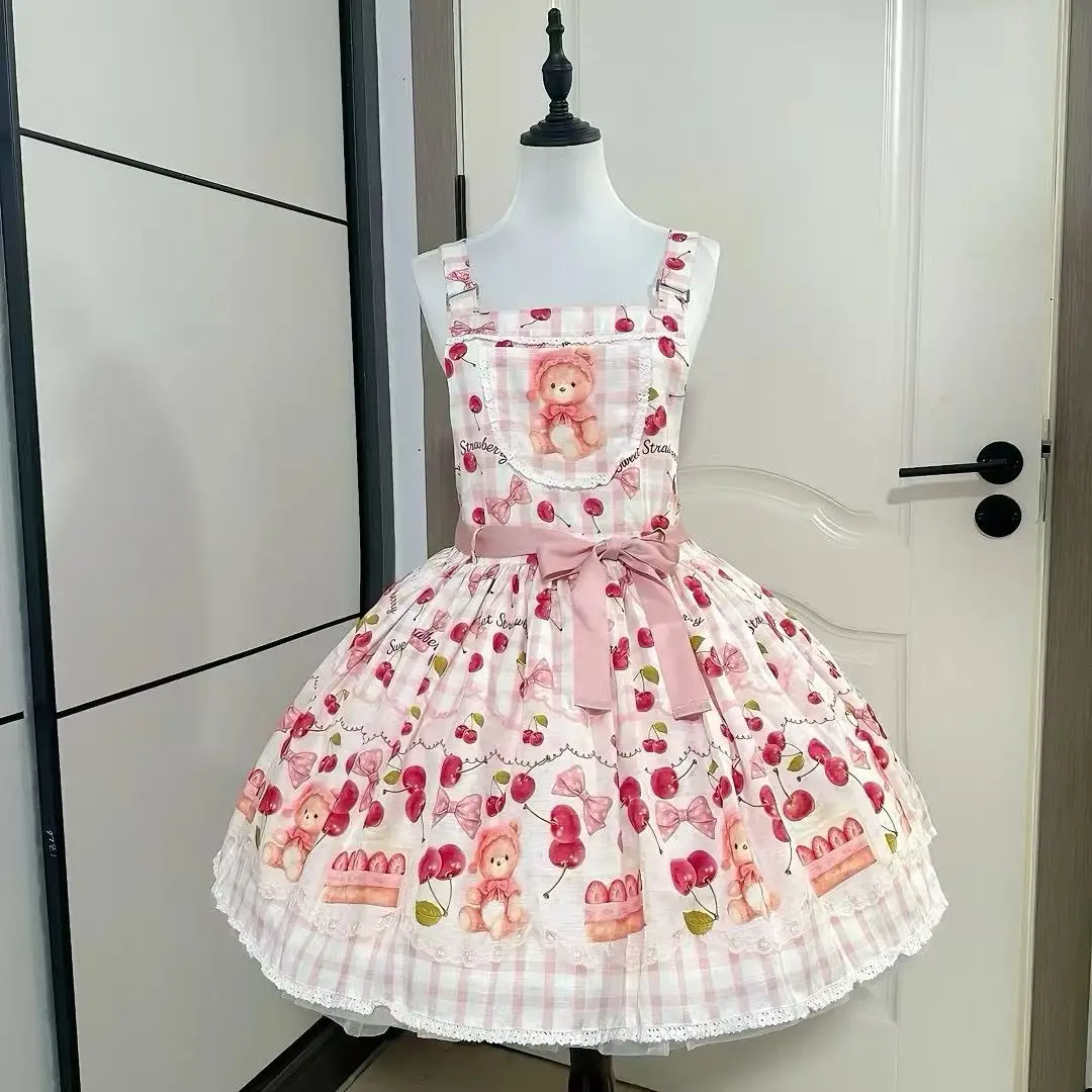 

Lolita creative cute inner strap skirt clothing cute toy anniversary strap big bow birthday dress for women vestido feminino