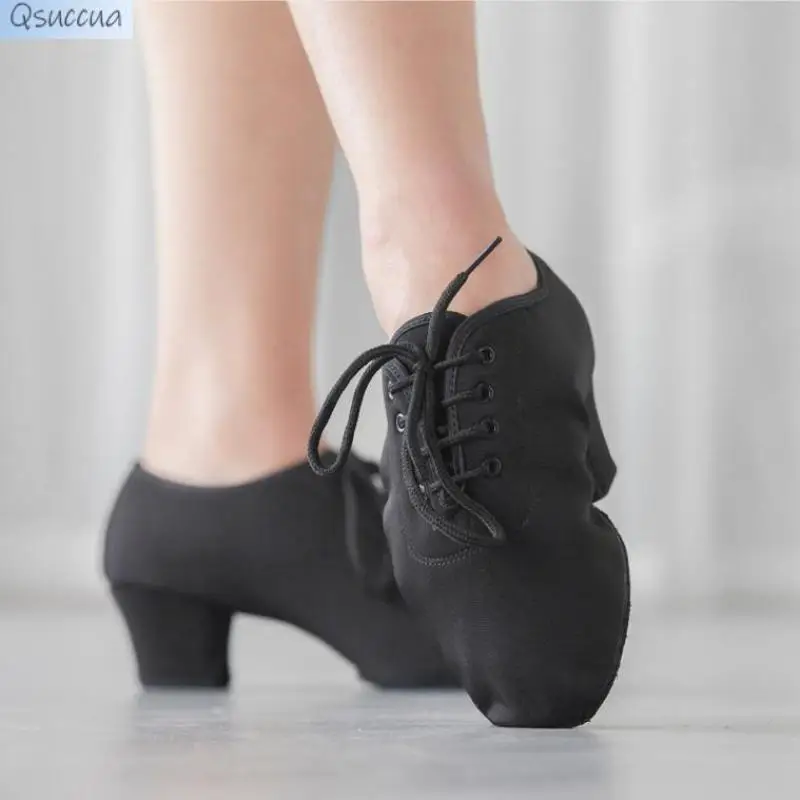 Oxford Cloth Latin Dance Shoes Female Adult Practice Shoes Square Dance Shoes Soft-Soled Body Etiquette Training Shoes