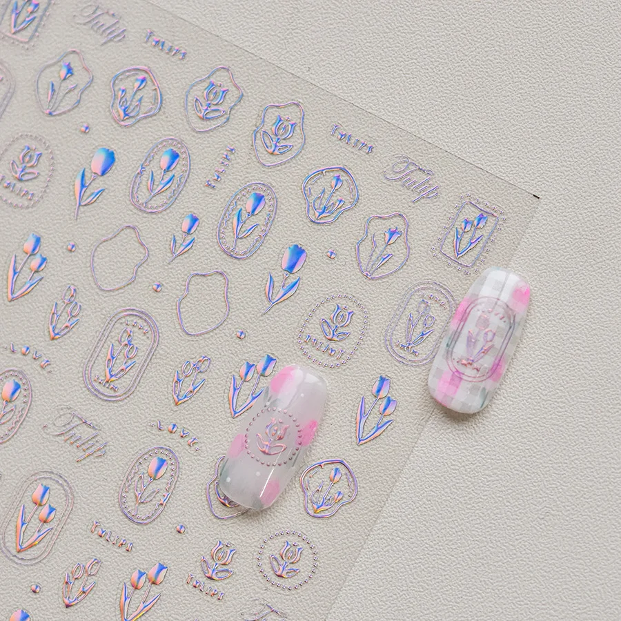 Luxury 5D ดอกไม้เล็บสติกเกอร์ทองเงินสไตล์จีนกรอบโลหะคริสตัล Rhinestone Self Adhesive เล็บ Decal