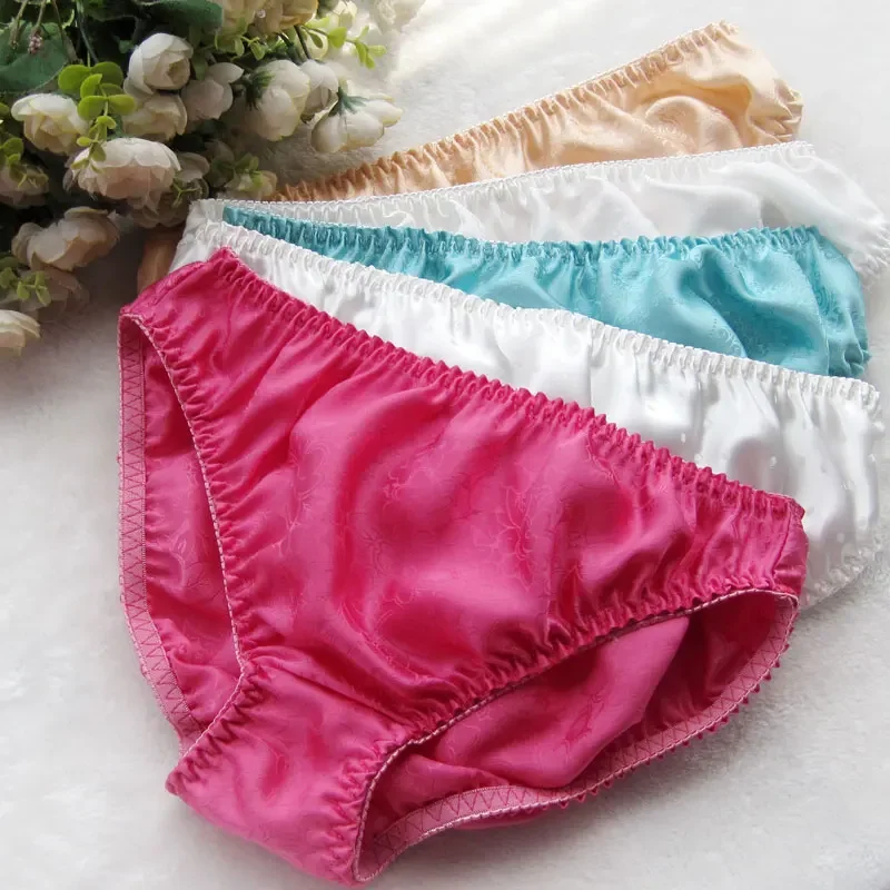 3pcs/lot  Limited edition silk panties female mulberry silk jacquard sexy panties plus size plus size plus size panties