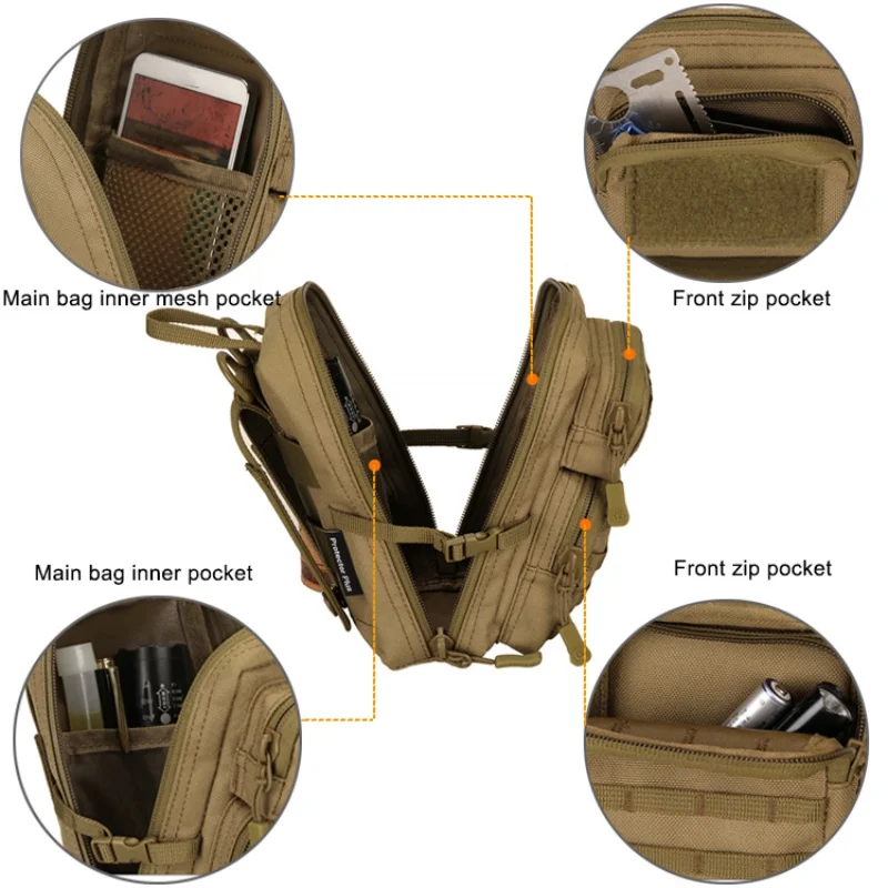 1000D Nylon Tactical Shoulder Bag Multifunction Molle Waist Bag Outdoor Sports Climbing Hiking Camping Travel Rucksack