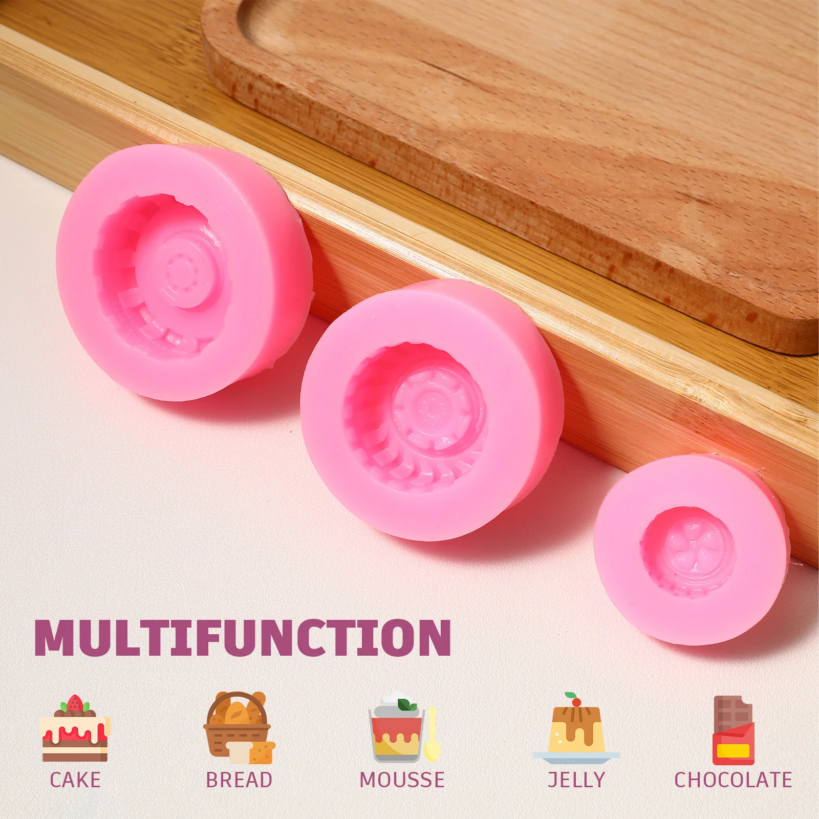 3 Pcs Square Mold for Mousse Wheel Silicone Soap Molds DIY Baking Modeling Cake Silica Gel