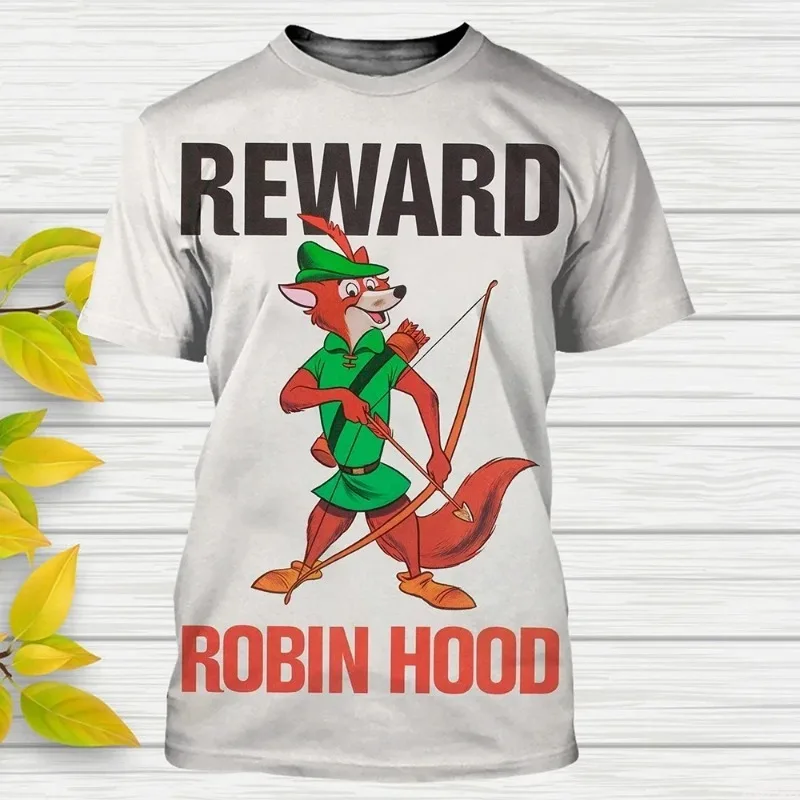 تي شيرت صيفي روبن ليتل فوكس كارتون أنيمي ثلاثي الأبعاد مطبوع للرجال والنساء كاجوال فضفاض برقبة دائرية وأكمام قصيرة #4