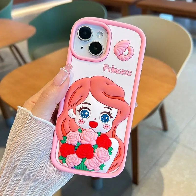 Disney Princess Phone Case for Apple IPhone 16 Pro Max 15 14 13 12 11 Cute Girl Cartoon The Little Mermaid Soft Silicone Cover