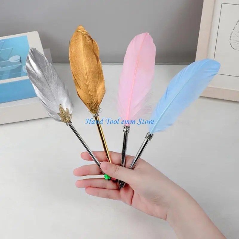 

H37F Retro Ballpoint Pen Light Weight Portable Antiqued Feathered Signing Pen for Daily Journaling Note Taking