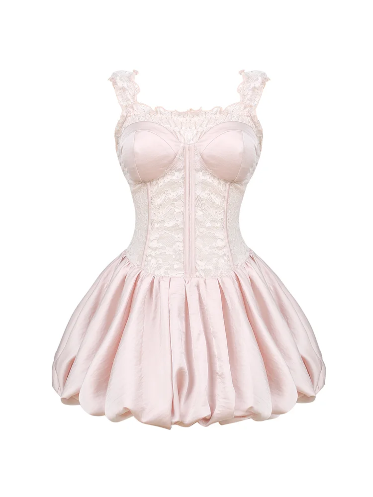 2025 estilo francês doce cor sólida elegante temperamento vestido 2025 verão nova moda venda quente vestidos de alça de cintura