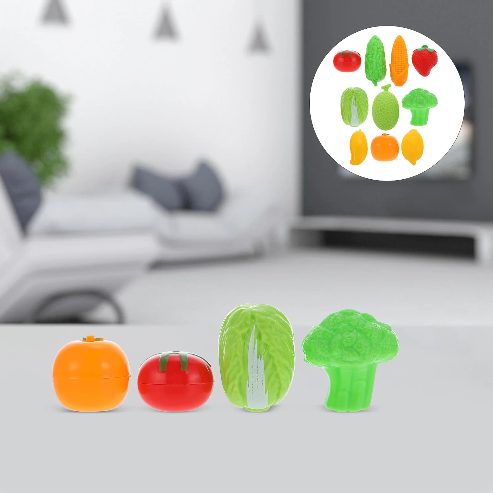 3 Sets Mini Fruit and Vegetable Model Kitchen Toy Plastic Kids Pretend Play Child Fake Garden Decorations House Accessories