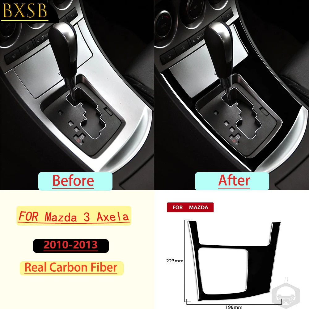 For Mazda 3 Axela 2010-2013 Central Gear Shift Panel Frame Trim Real Soft Carbon Fiber Interior Accessories Decoration Stickers