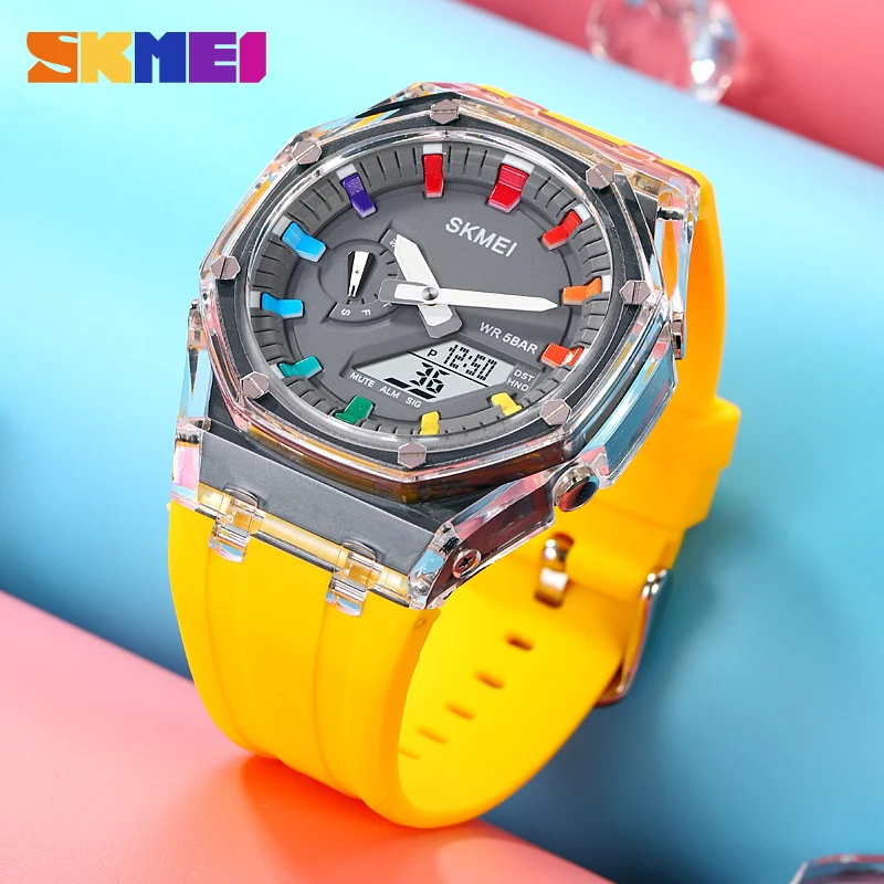 SKMEI Outdoor Sport Watch Men Simple Colorful LED Display Watches Waterproof Shock Resistant Dual Display Digital Watch Reloj