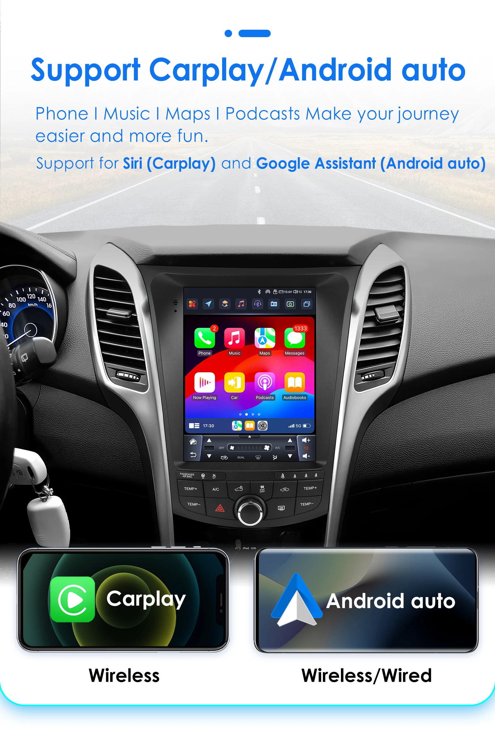 راديو سيارة أندرويد Carplay لاسلكي 9.7 بوصة لسيارة Hyundai I30 Elantra GT 2011-2017 mulltimedia 360 Cam RDS أنظمة ذكية للسيارة