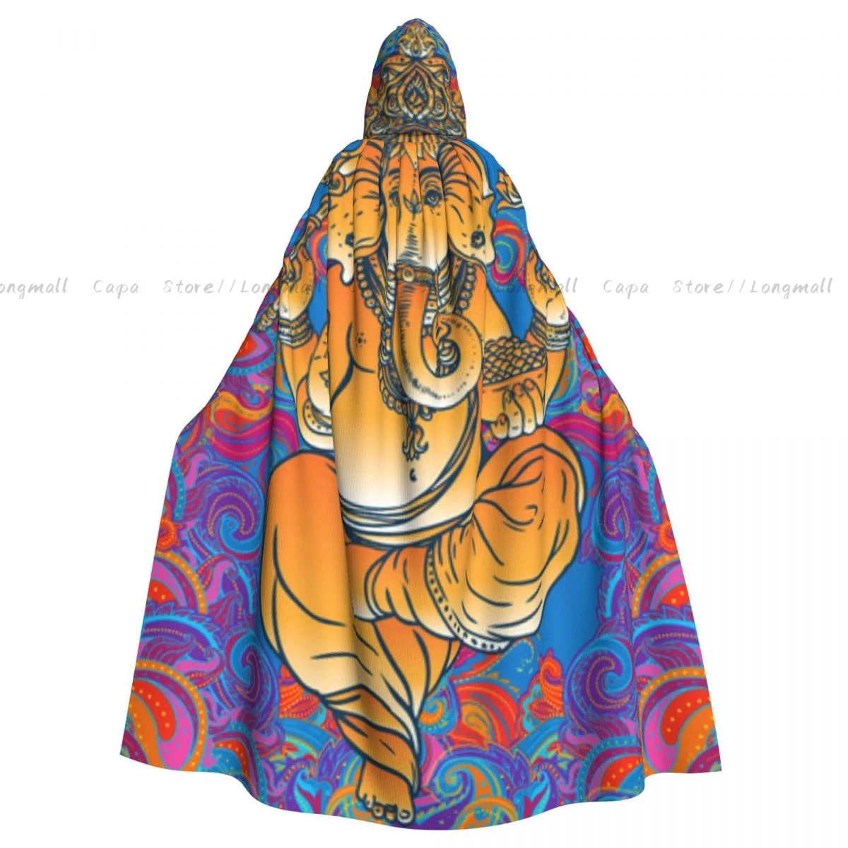 Indian Religious Leader Ganesha Cloak Hooded Cosplay Costume Halloween Adult Long Party Cape