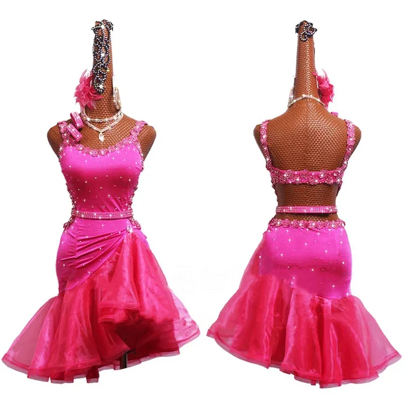 New Latin Dance Competition Dress Costumes Skirt Performing Clothing Adult Customize Children Red Matador Skirt Split Skirtes