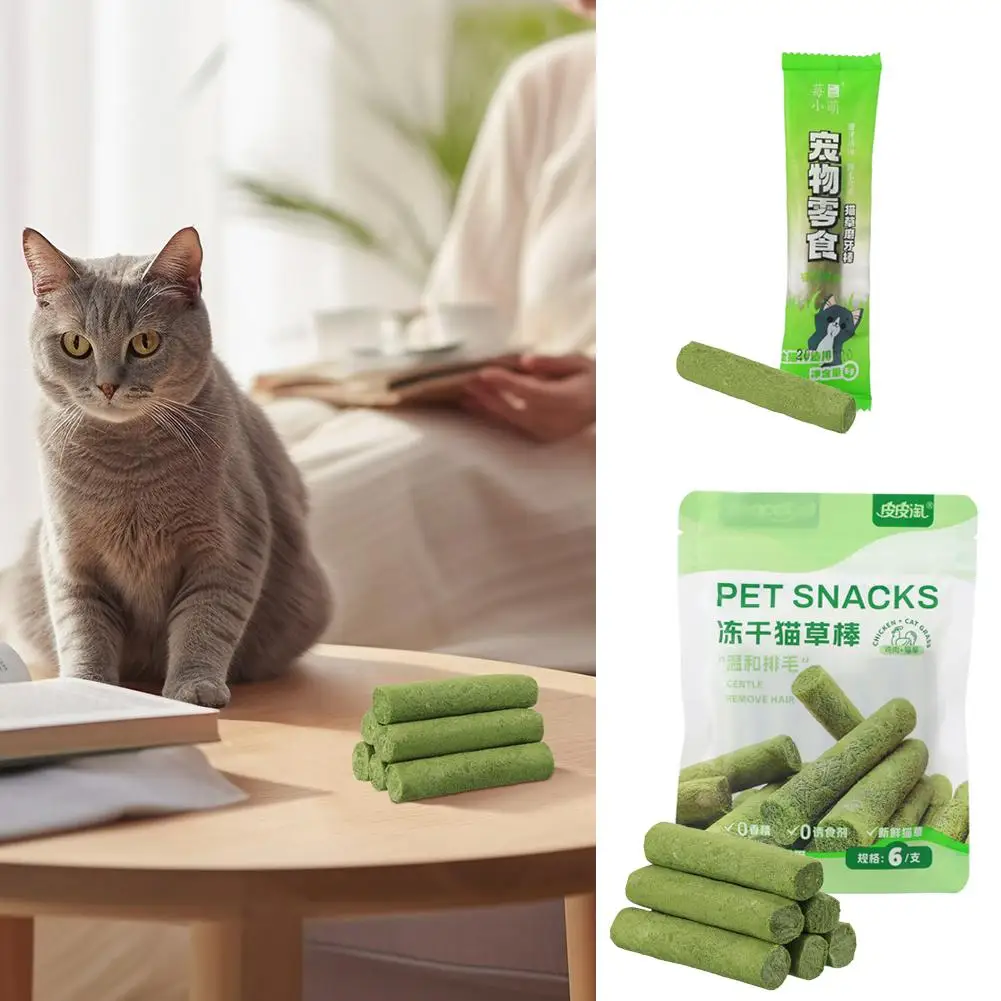 1/6szt Cat Grass Teeth Grinding Stick Pet Snacks Hairball Baby To Cat Hair Eat Row Cat Ready Sticks Zęby Usuwanie K2W3