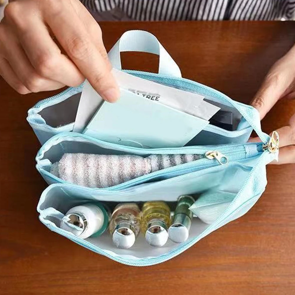 Multifunctional Mesh Storage Bag With Compartment Travel Portable Toiletry Bag Cosmetics Bag Skincare Toiletries Organizer Pouch