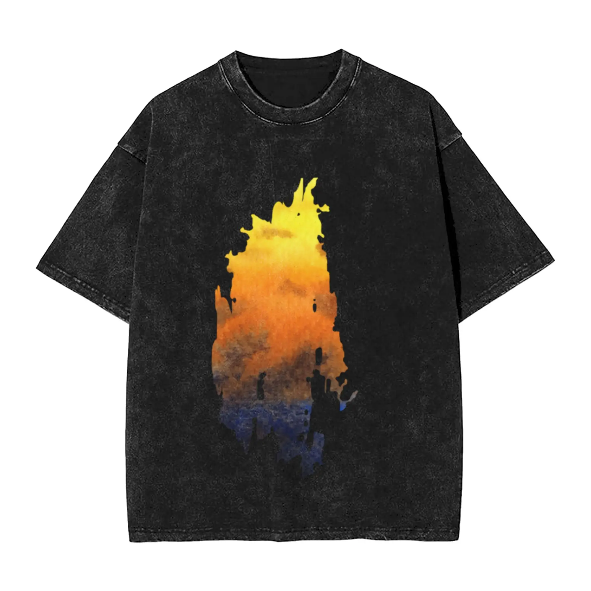 watercolor abstract painting effect  Unique Stylish A T-Shirt Oversized Short Sleeve Men's Women's Cotton Tees Tops