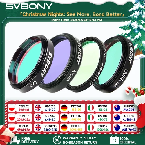 SVBONY Filtro de 1,25 ''/ 2"" UHC+CLS+Luna+filtro de corte UV/IR, telescopio astronómico observaciones astronómicas monoculares