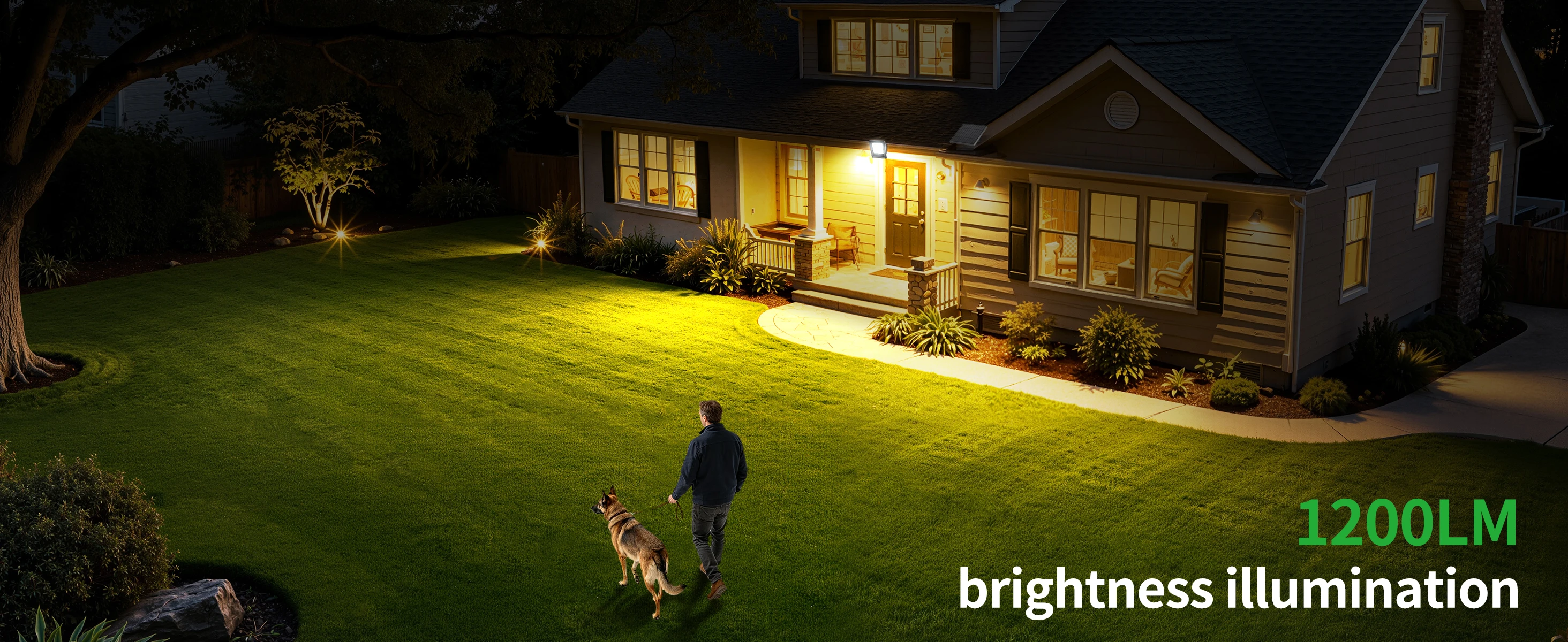 Intelamp 4400mAh 2 Pack Outdoor Solar Light Solar Lamp Waterproof Street Light Security Flood Lights For Garden Yard Patio Porch