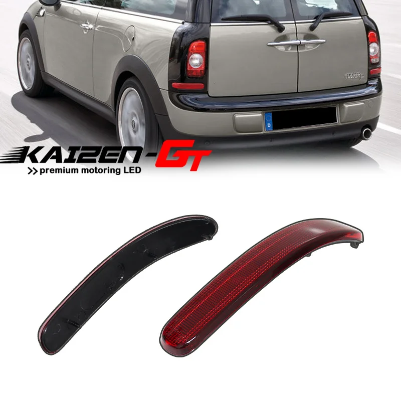 2pcs Red Lens Car Rear Bumper Reflector Tail/Brake Light Cover Housings For 2008-2014 Mini Cooper Clubman R55, No Bulb / Socket