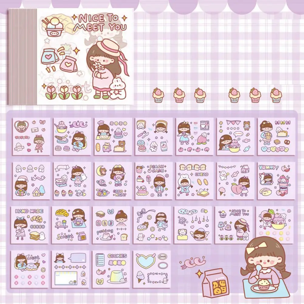 25Pcs/Set Scrapbook Sticker Cartoon Girl Rabbit Theme Planner Journaling Decal DIY Rabbit Stickers Waterproof Stationery Sticker