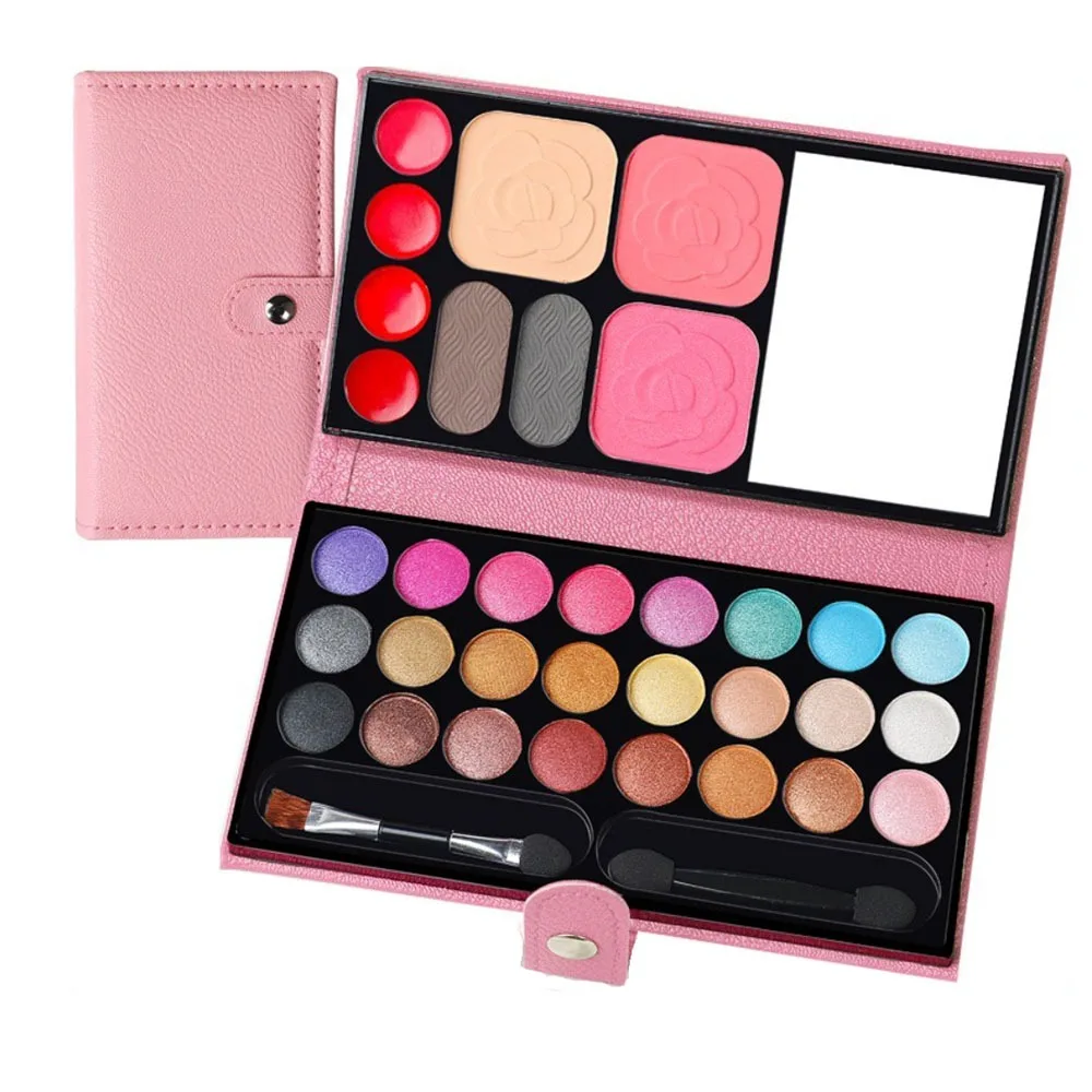 

33 Colors Eyeshadow Palette with Mirror Brush Lipstick Cosmetics Palette Bag DIY Professional Makeup Dispensing Box Women