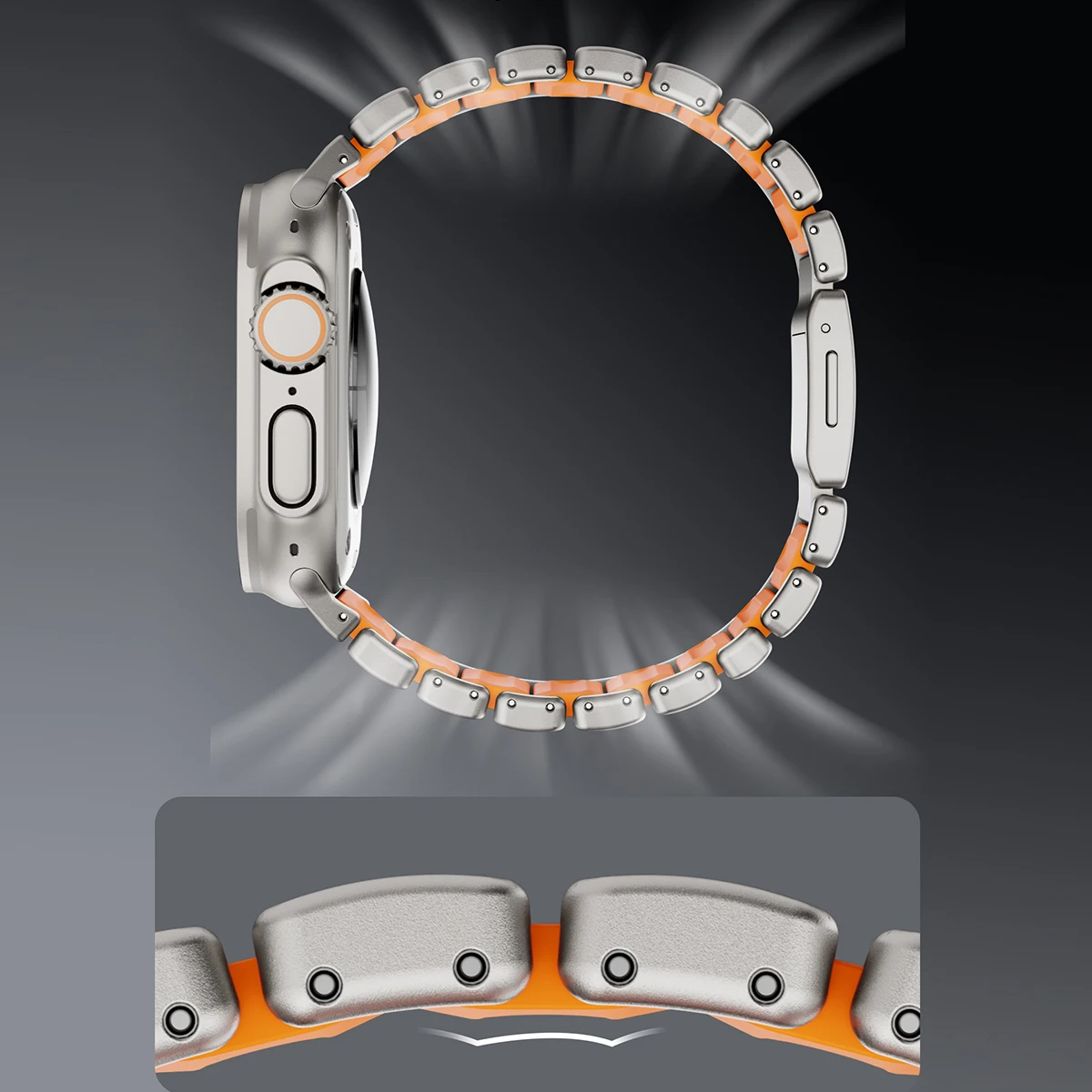

Titanium+Silicone Band for Apple Watch Ultra 3/2 49mm 45 42 44 46mm Magnetic Stainless Steel Luxury Strap for Iwatch S11 10 9 8