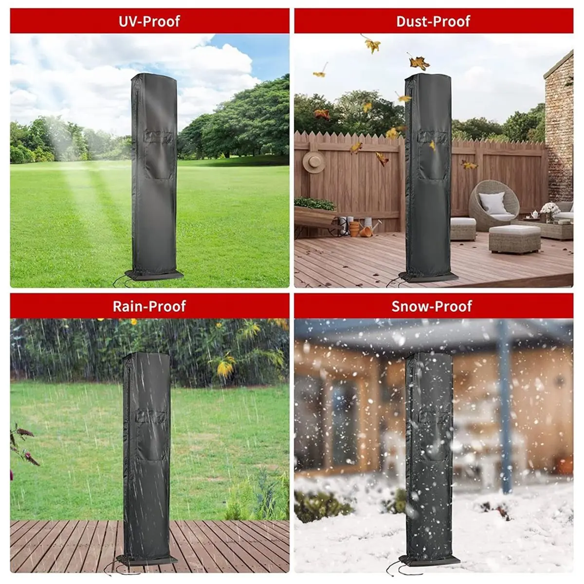 Waterproof Patio Heater Cover Zipper Heavy Duty Storage Cover for Patio Outside Home Use