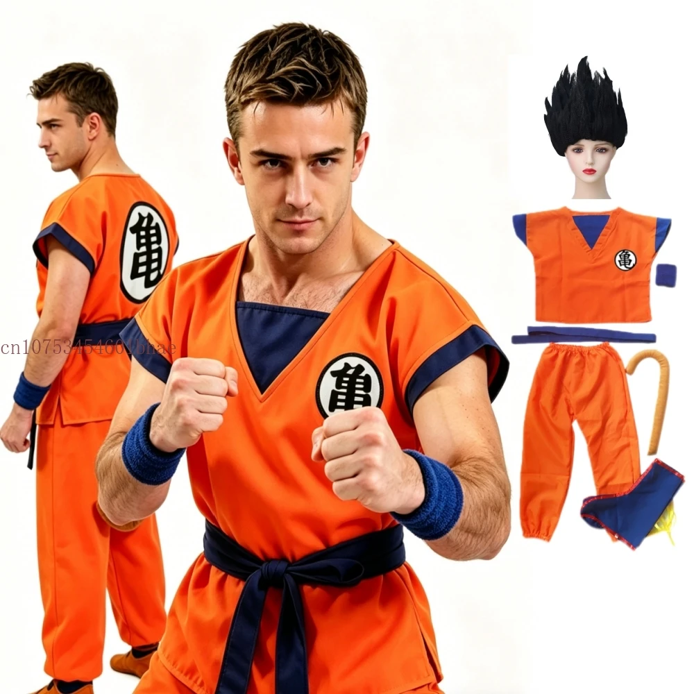 Fantasia de Cosplay do Son Goku para Crianças e Adultos, Macacão de Super-Herói Japonês para Meninos, Fantasia de Halloween Saiyan